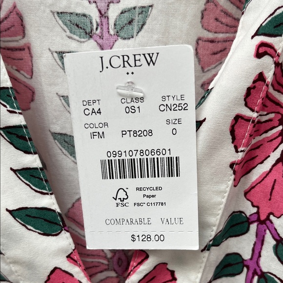 J. Crew White Maxi Dress with Pink Floral Print - Picture 2 of 9